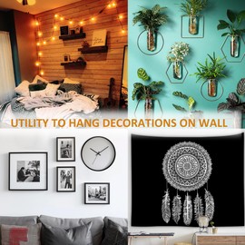 Light Hooks for Concrete Walls: 30 Pack Small Utility Wall-Mount Hangers - Outdoor String Lights Clips - Hanging Decoration Plants Shelves Picture Tapestry Heavy Duty for Wooden Cement Stucco (Black)