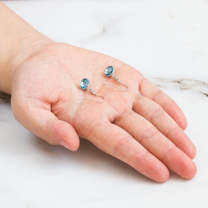 Philip Jones March Birthstone Drop Earrings Created with Aquamarine Zircondia®