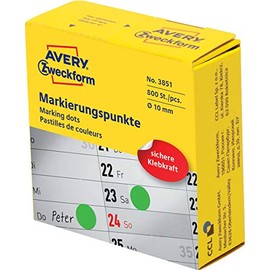 Avery Zweckform 3851 Coding Dots 10 mm 1 Roll/Pack of 800 Green