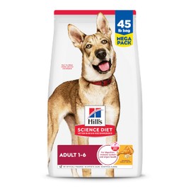 Hill's Science Diet Adult 1-6, Adult 1-6 Premium Nutrition, Dry Dog Food, Chicken & Barley, 45 lb Bag