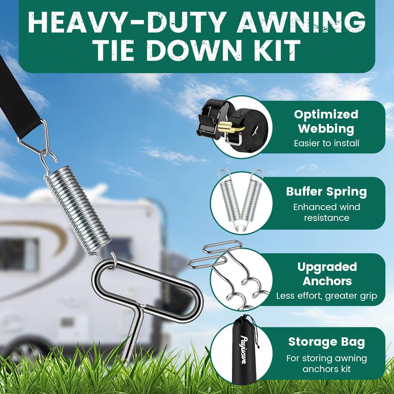 Heavy Duty RV Awning Tie Down Anchor Kit for Camper