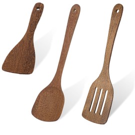 3 Pcs Wooden Spatula, Wooden Spatula for Cooking, Wooden Cooking Utensils, Wooden Utensils, Wood Spatula, Wooden Utensils Use for Frying Chicken Wings, Hamburgers, and Other Delicious Foods
