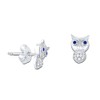 Sterling Silver Simulated Diamond Owl Stud Earrings