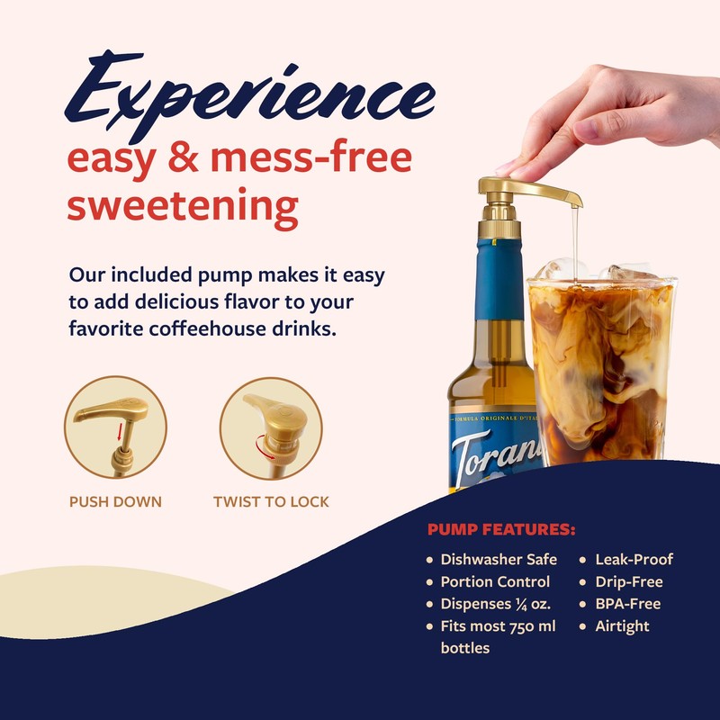 Torani Sugar Free Coffee Syrup, Vanilla Bean Flavoring for Drinks,