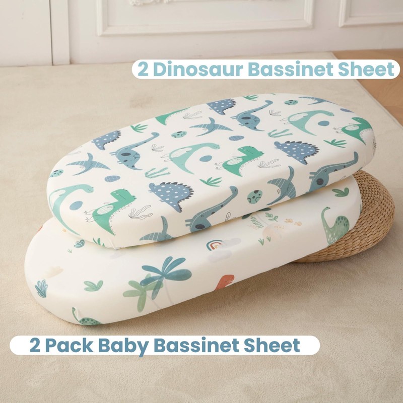 SDIII Dinosaur Bassinet Sheet 2 Pack for Boy Girl, Soft