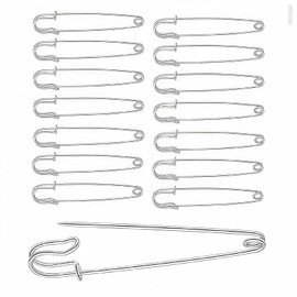 15 Pcs Large Safety Pins, 3 Inch / 75 mm Strong Heavy Duty Extra Large Safety Pin for Clothes, Shawl Big Kilt Pins for Fixed Blankets, Thick Fabric,Leather,Crafts, Arts, Clothes, Brooch Making(Silver)