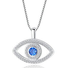 Yifnny Evil Eye Necklace, Eye Necklace Pave Cubic Zircon Lucky Amulet Necklace Blue Eye Pendant Protection Jewellery for Women, Metal, Cubic zirconia