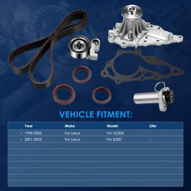 ECCPP Timing Belt Kit with Water Pump Compatible 1998 1999 2000 2001 2002 2003 2004 2005 For Lexus GS300 2001 2002 2003 2004 2005 For Lexus IS300 TCKWP215 TBK215 TS26215