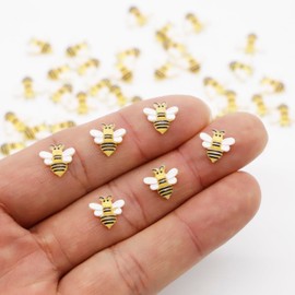 Micro Resin Bees, Dollhouse Miniature Tiny Honey Bees, Terrarium Fairy Garden Cartoon Bees, Mini Micro Landscaping Decoration (50PCS)