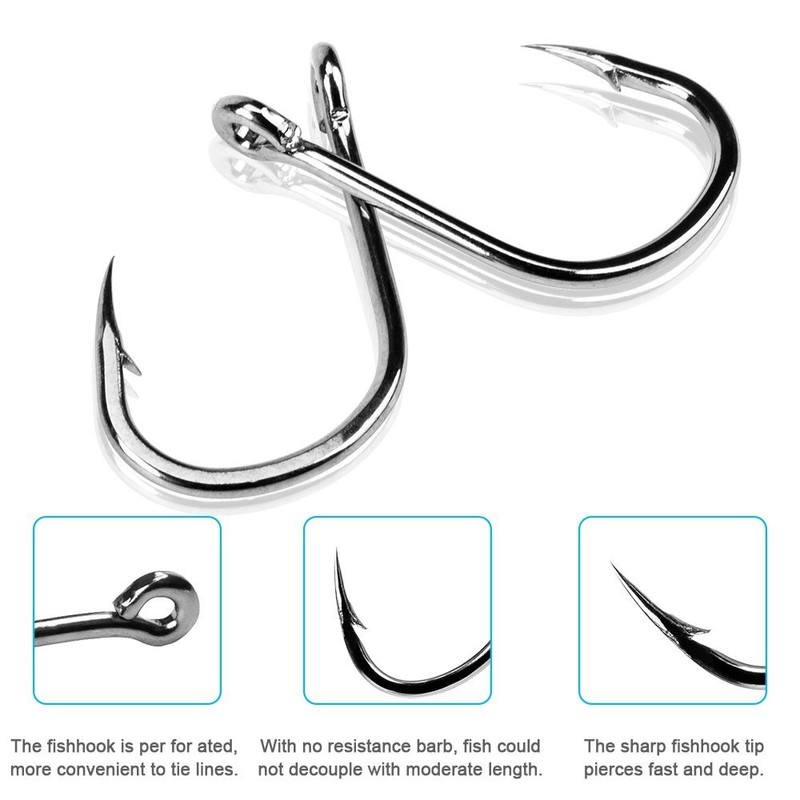 500PCS Premium Fishhooks, 10 Sizes High Carbon Steel Fishing Hooks,