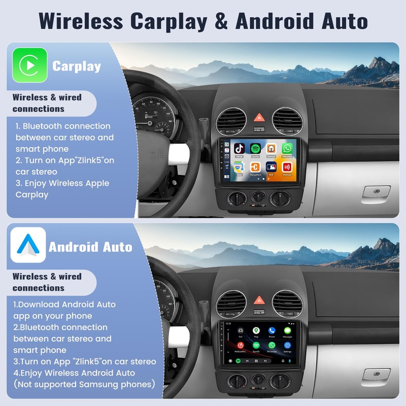 SIXWIN Android Car Stereo for VW Volkswagen Beetle 2004-2010 with