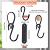 S Hooks with Leather Loop, 12 Pieces, Black Coat Hooks,