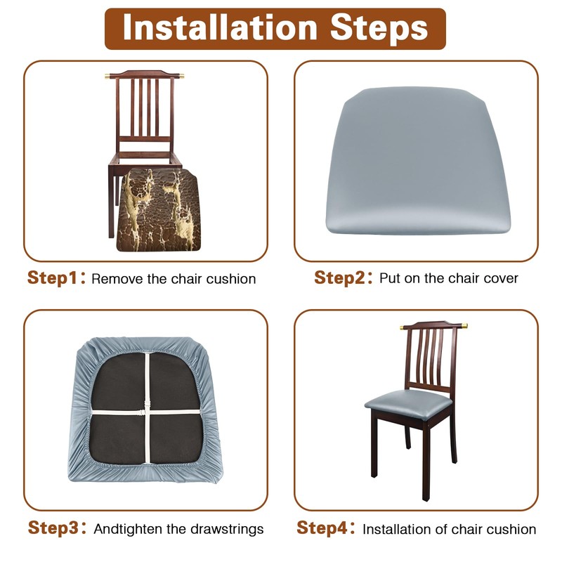 WUSOUPU Leather Seat Covers for Dining Chairs Waterproof Chair Seat