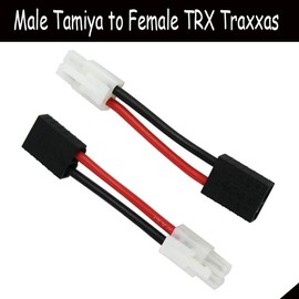 FLY RC Pack of 4 TRX Male to Female and Traxxas Male to Male Plug Adapter Compatible with Tamiya Plug