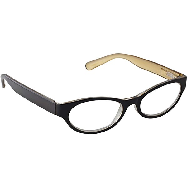 Wink Fancy Plastic Cat Eye Gold/Black Reading Glass with Matching Case, 1.25