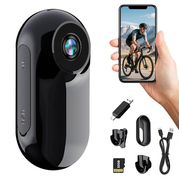 Afenau Mini Action Cam, 360 Degree Camera Motorcycle with 32GB