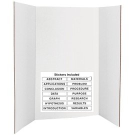Trifold Poster Board 36" x 48" White Presentation Board - Self-Adhesive Science Subtitles Included - Science Fair Display Boards, for School, Fun Projects and Business Presentations - by Emraw