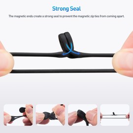 Cable Matters 20-Pack Silicone Magnetic Cable Ties (Magnetic Cord Ties, Magnetic Zip Ties/Cord Organizer) in Black and White