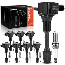A-Premium Set of 8 (Black) Ignition Coil Pack and Iridium Spark Plugs Compatible with Infiniti - V8 4.5L - M45 2003-2010, FX45 2003-2008, Q45 2002-2006