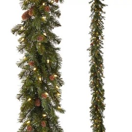 RAZ Imports 9' Pre-Lit Spruce Garland with Pinecones   ~~   Holiday Must-Have