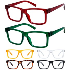 BFOCO Oversized Reading Glasses Metalless Screwless Spring Hinges for Men 6 Pack Readers +0.50