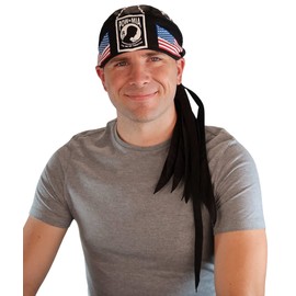 Sparkling EARTH POW MIA Nomad 10 Tails with Flag on Black Nomad 10 Tail Skull Caps - American Made Skull Caps Doo Rags Do Rag Headwrap Head Wraps - Made in USA!