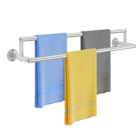 Double Towel Racks for Bathroom, 24 inch Double Towel Bar, Bathroom Towel Rack Wall Mounted, Double Towel Rod Stainless Steel Bathroom Towel Holder(Brushed Nickel)