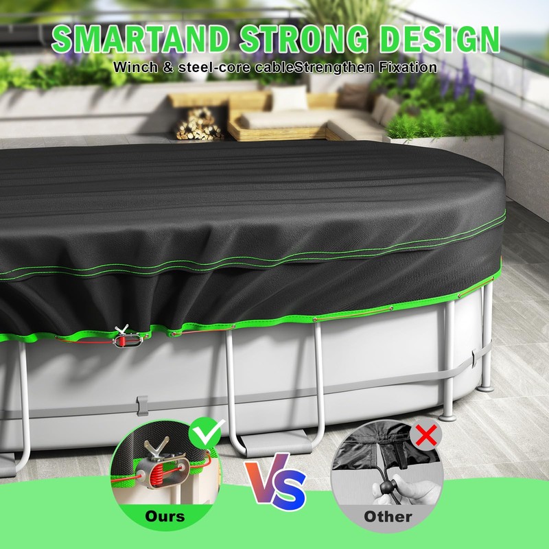 12x24 Ft Oval Pool Cover - Heavy Duty Solar Rectangular