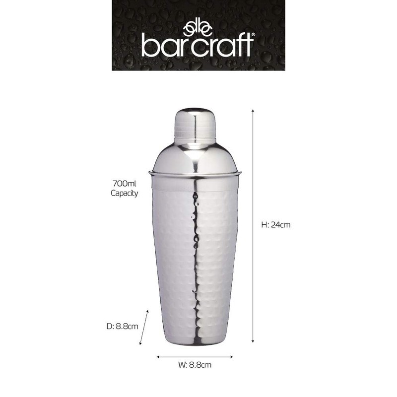 BarCraft Luxury Stainless Steel Cocktail Shaker, 700 ml (1.25 pts)