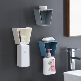 No-Drill Stylish Floating Shampoo Dispenser Holder Soap Dish White 2ea