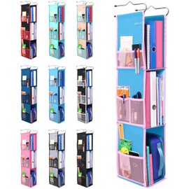 ABRA® 3 Shelf Hanging Locker Organizer for School, Gym, Work, Storage | Deep Shelves 6.5”x 9”| Eco-Friendly Fabric Healthy for Children | Adjustable School Locker Shelf from 3 to 2 Shelves (Black/Red)