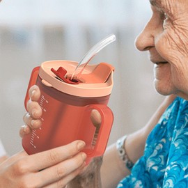 300ml Elderly Spill Proof Cups - 1/2pc Unspillable Cup With 2 Handles | Elderly Drinking Cup | Feeding Cup With Lid And Straw | Adult Sippy Cups For The Elderly Non Spill | Drinking Cup For Elderly M