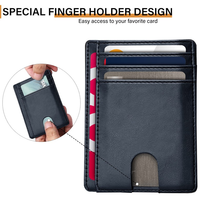 AMEHA Men's Minimalist Slim Wallet Front Pocket Genuine Leather RFID