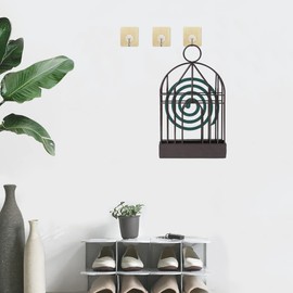 DSBGKJI Mosquito Coil Holder Metal Incense Holder Retro Incense Coil Burner, Portable Hanging Bird Cage Outdoor Home Garden Decor for Home Courtyard Bar Office Desktop (Black)