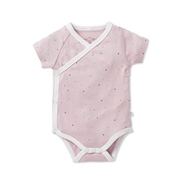 MORI Baby - Unisex Kimono Bodysuit in Stardust - Short Sleeve-Organic Cotton and Bamboo - Breathable Infant Wrap-Style Bodysuit with Safe Nickel-Free Poppers - Newborn