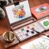 Fuumuui Travel Watercolor Palette 24 Grids Foldable with 2pcs Sable