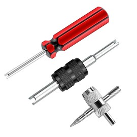 Osilly 3PCS Car Tire Valve Stem Tools, Single Dual Head Vehicle A/C Valve Core Remover Puller, 4 Way Auto Air Conditioning Line Repair Tyre Wrench Tool, Universal for Bicycle RV Truck (Black)