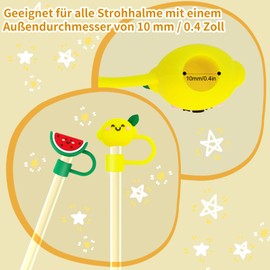 Prebarfun 10 Stück Cup Strohhalm Abdeckung, 10mm Silikon Tiere Stroh Abdeckung, Niedlich Cup Zubehör, Wiederverwendbare Silikonstrohhalmspitzen, Cup Accessorie für 0.4 inch/10mm Strohhalme