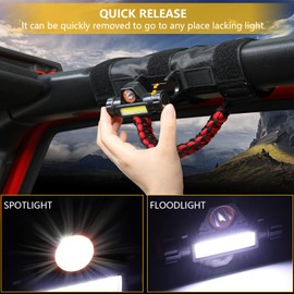 BESTAOO 2PCS Roll Bar Grab Handles with Dome Light for Jeep Wrangler CJ YJ TJ JK JKU JL JLU Sports Sahara Freedom Rubicon X & Unlimited 1945-2021, Paracord Grip Handles for 2.0-4.0 Inch Rods