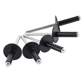 ISPINNER 100pcs 3/16" x 1" Large Flange Aluminum Blind Rivets, Pop Rivets Grip Grange 18-20mm (Black)