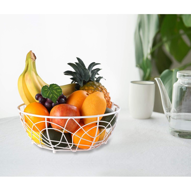 Buruis Fruit Basket Bowl with Banana Hanger, Modern Bird Design