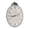 Benjara Distressed Oval Shape Wooden Wall Clock with Ring Hanger,