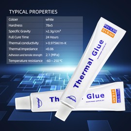 2 Pack 10g (20g in Total) HY910 0.975W/m-k Thermal Conductive Glue, High-Performance Thermal Plaster, Silicone Viscous Adhesive Cooling Compound, Heatsink Glue for LED GPU MOSFET 3D Printer IC Chipset