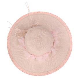 LY4U Women's Floppy Sun Hat with Wide Brim UPF 50+ with Lace Flower, Foldable UV Protection Beach Hat for Travel, Summer Outdoor, pink, Unit size