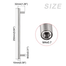 METALLIXITY T Bar Pull Handle (160mm/6.3'') Hole Center Distance, (10mm/0.39'') Dia, Stainless Steel Cabinetry Pulls - for Home Kitchen Drawer, Silver Tone