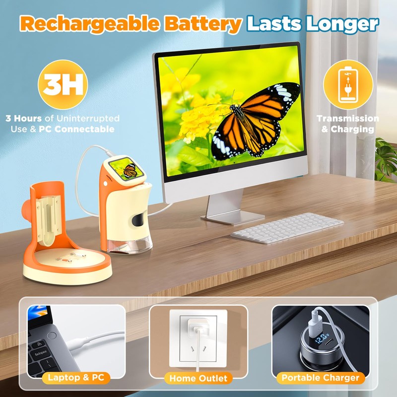 NOKA Microscope for Kids - 2-in-1 Handheld Digital Miniscope with