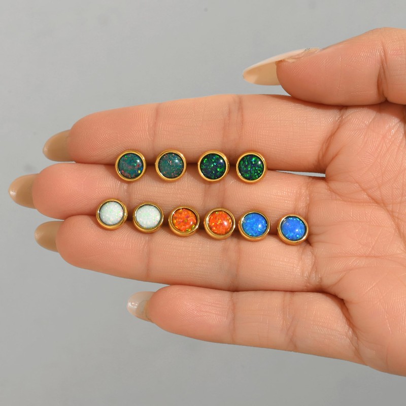 ARAVOP Opal Earrings for Women 18K Gold Plated Hypoallergenic Orange