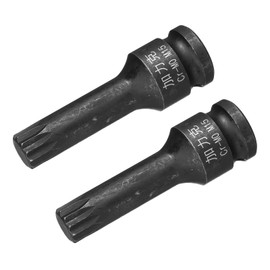 sourcing map 2 Pcs 1/2" Drive x M15(15mm) Impact Triple Square Spline Bit Socket, Metric 3" Length, CR-MO Steel Use with Impact Drivers or Hand Ratchets