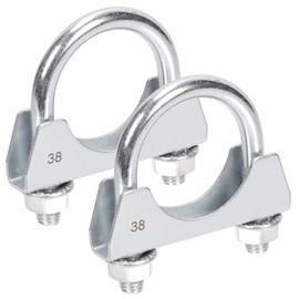 Rustark 2Pcs 1-1/4” 32mm Stainless Steel Exhaust U Clamp with Saddle Flange Heavy Duty Silencer Exhaust Clips U-Bolt Muffler Tip Exhaust Clamp U-Bolt Clamps for Machinery Automotive Exhaust Tail Pipe