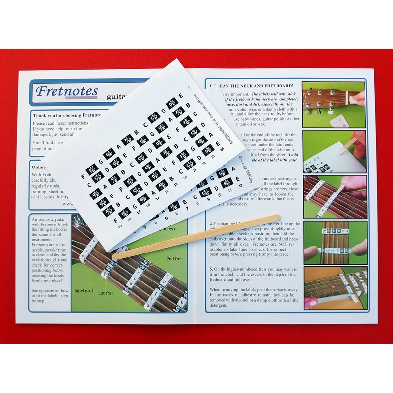 FRETNOTE Stickers for Guitar - 6-String RH Fretboard Notes (25